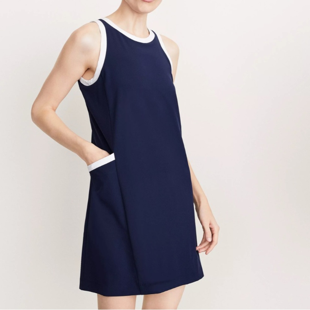 Lou & Grey Tipped Wanderweave Mini Pocket Dress NWT